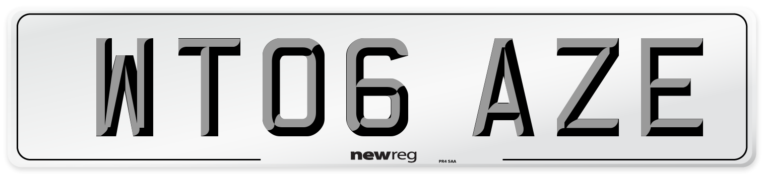 WT06 AZE Number Plate from New Reg